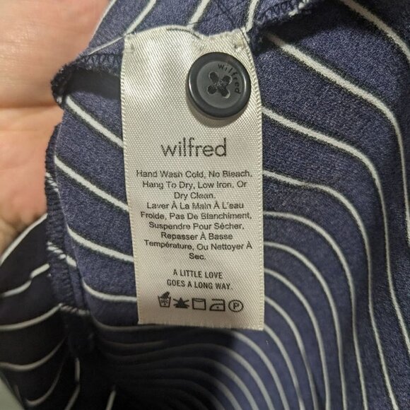 Aritzia Wilfred | Sabina Peplum Blouse in Navy Pinstripe - Picture 7 of 9